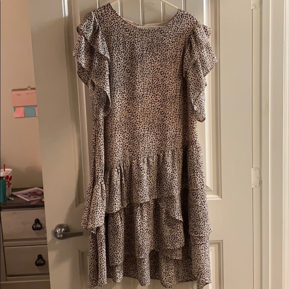 Who what wear layered ruffle leopard print dress